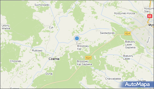 mapa Brzozowy Kąt, Brzozowy Kąt gmina Czarnia na mapie Targeo